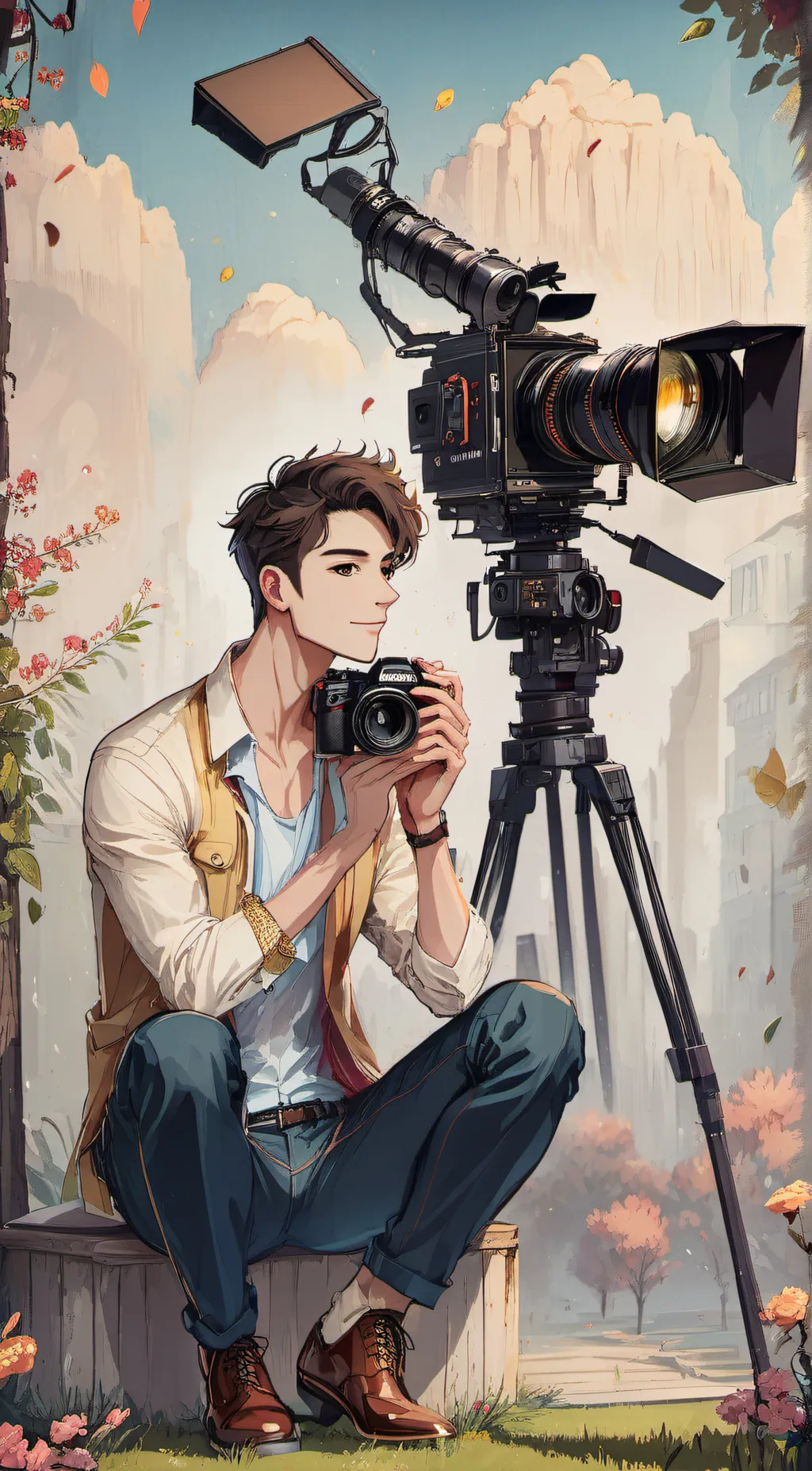 ai character: camera man background