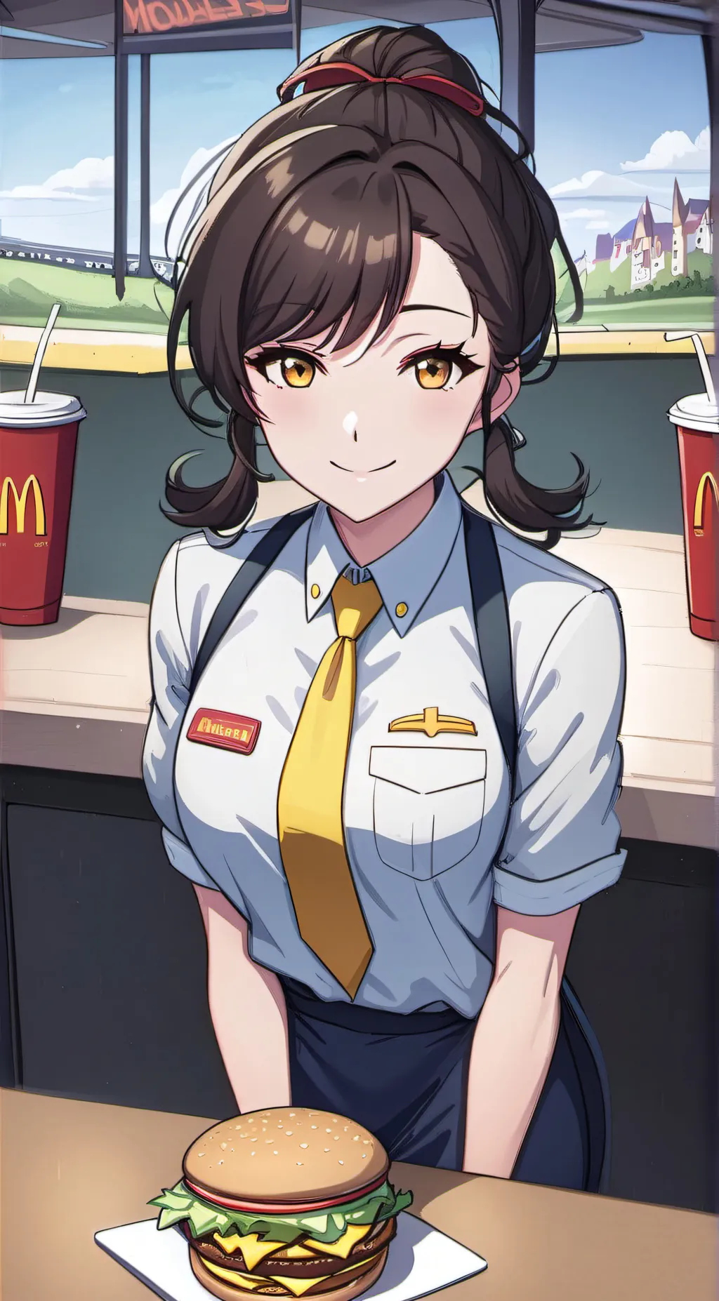 ai character: McDonald's employe background
