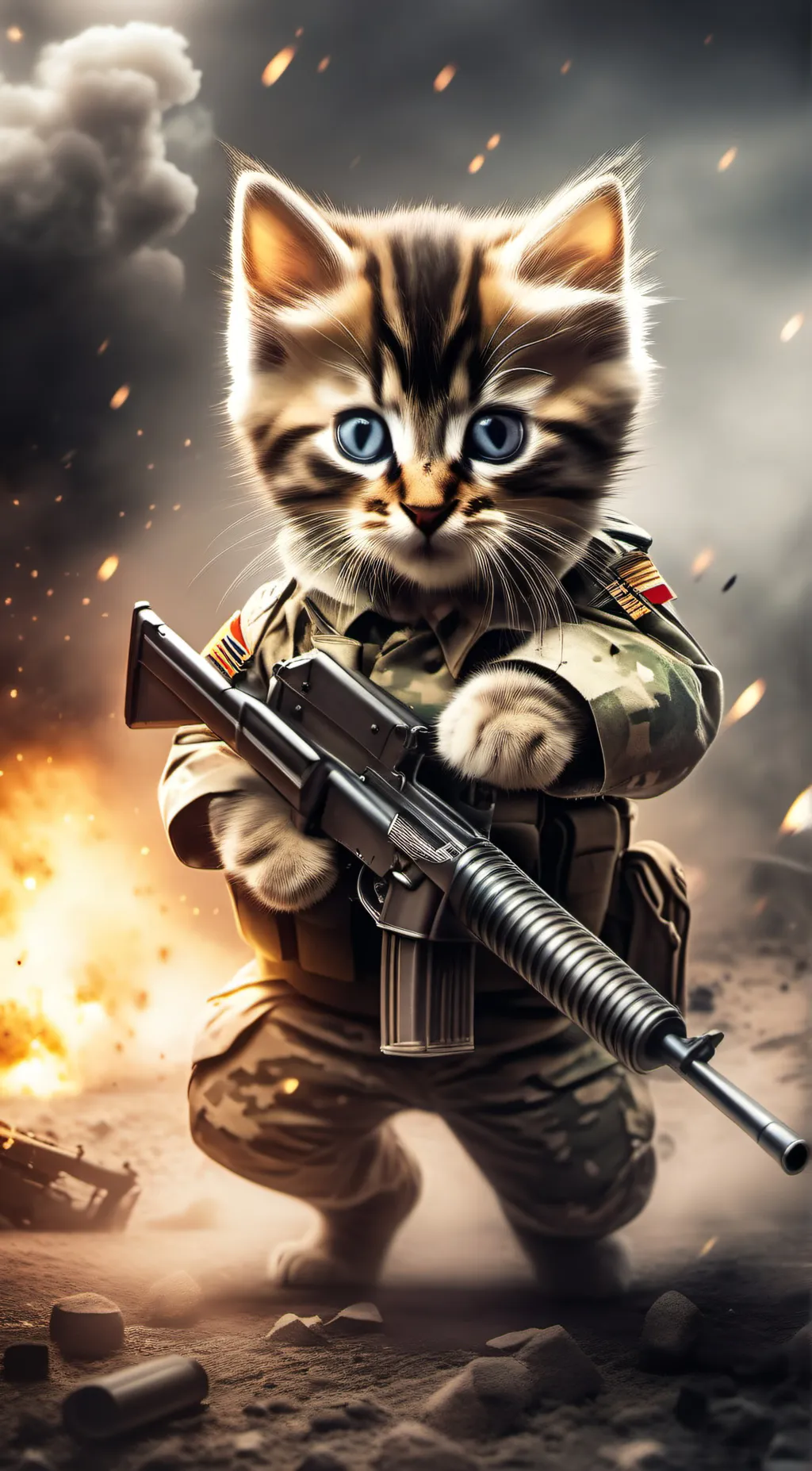 ai character: Military kitten background