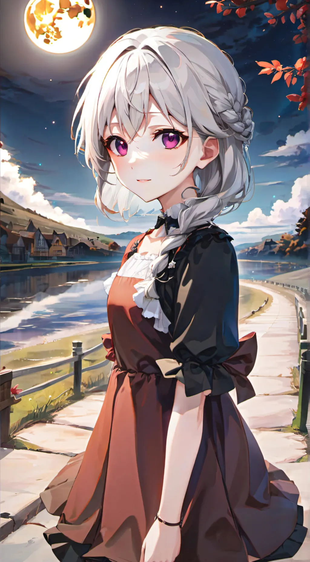 ai character: moonlight background