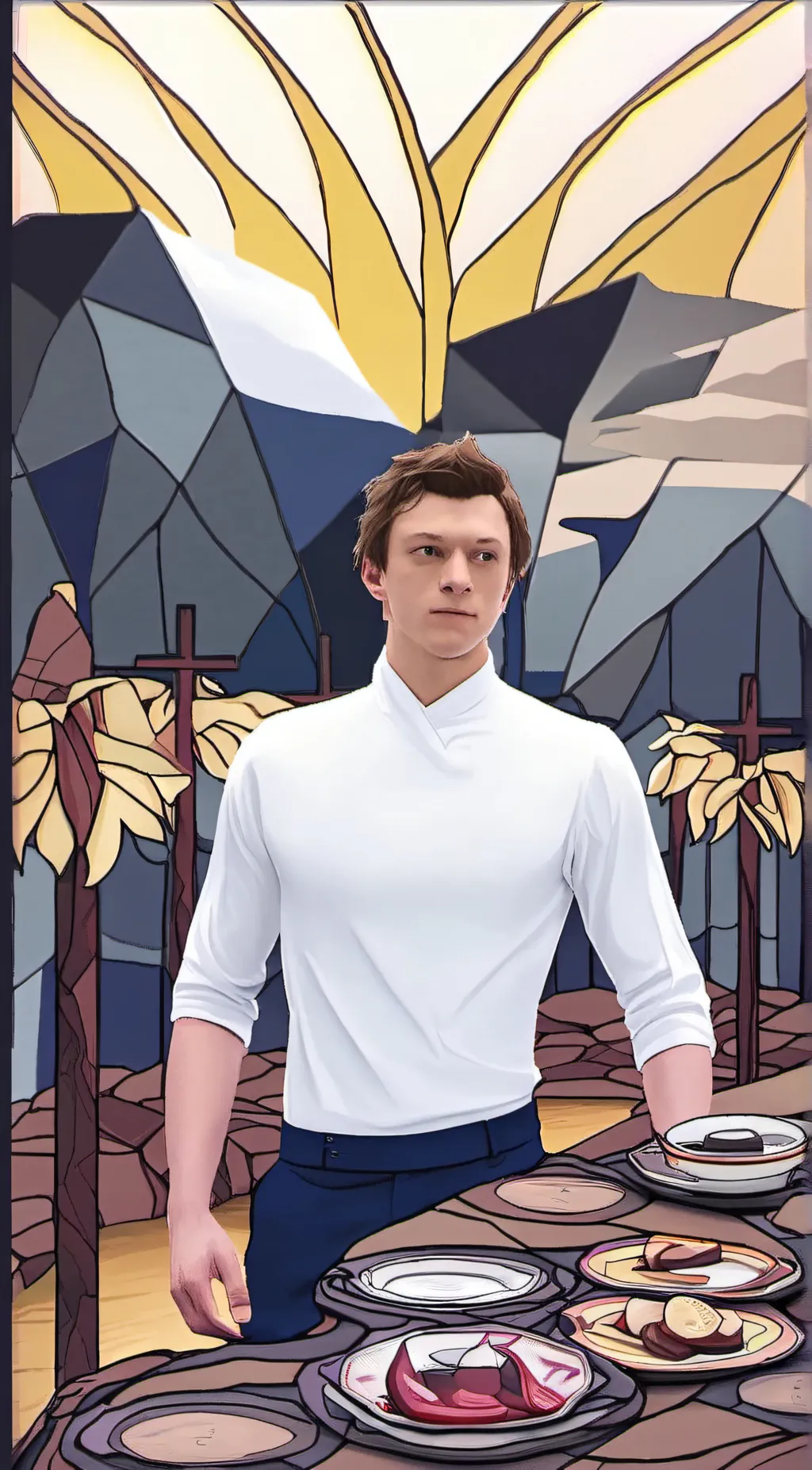 ai character: Tom Holand background