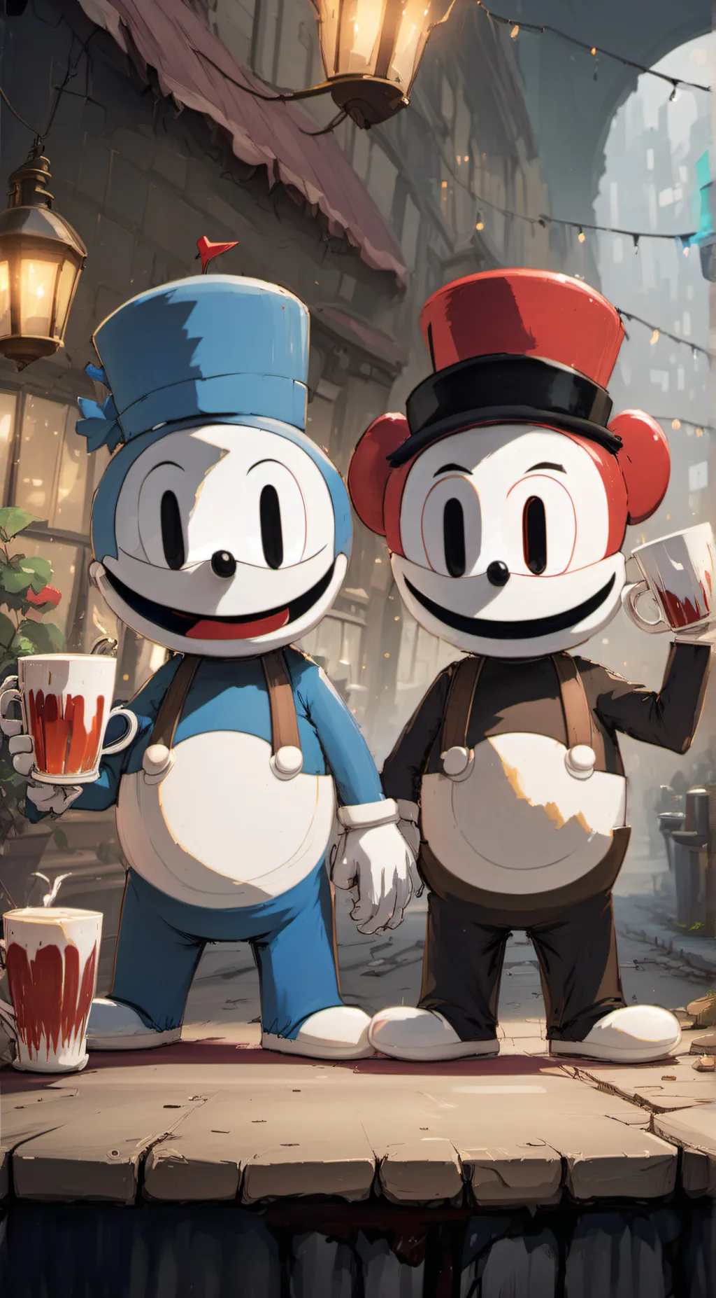 ai character: cuphead and mugman background