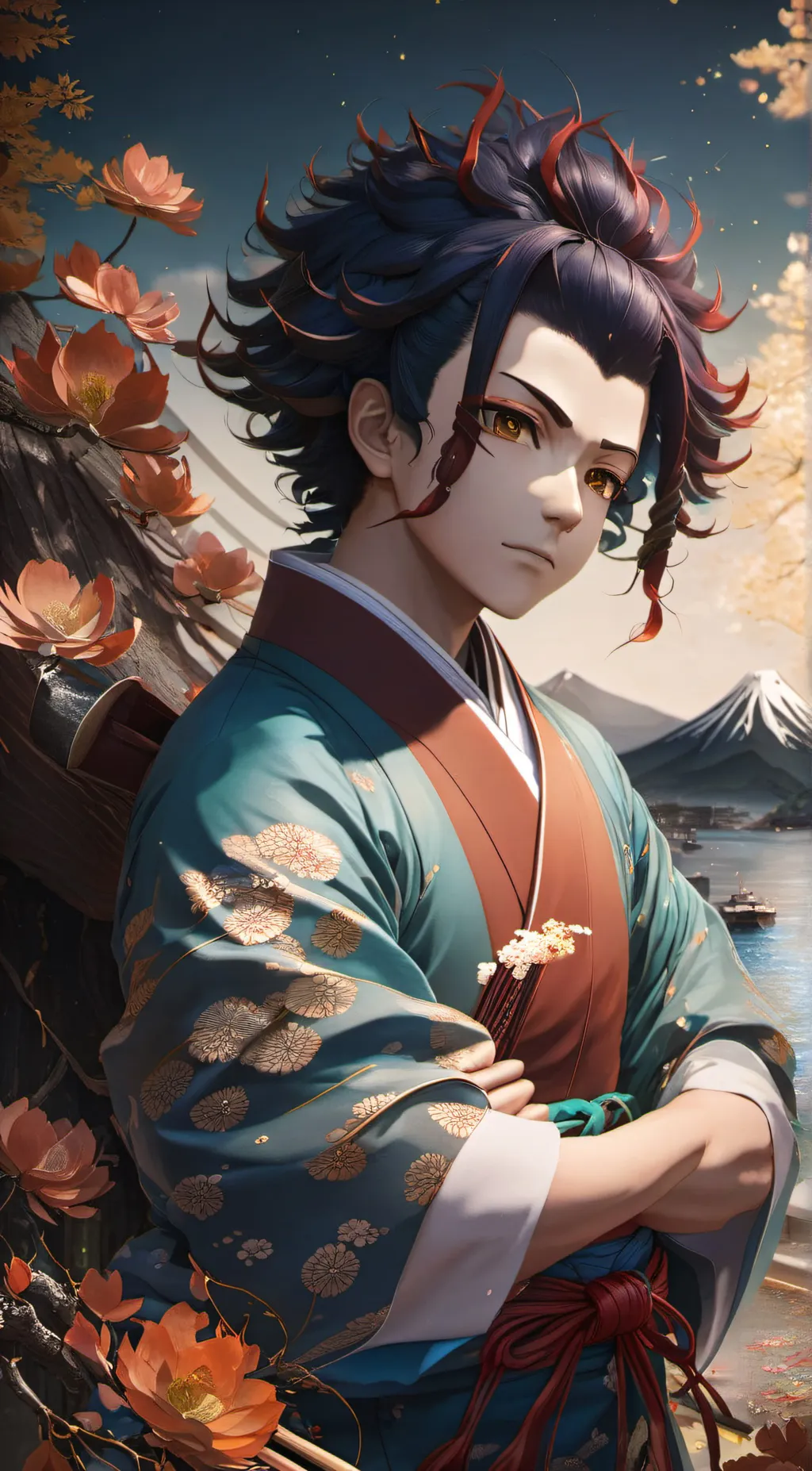 ai character: tanjiro  background