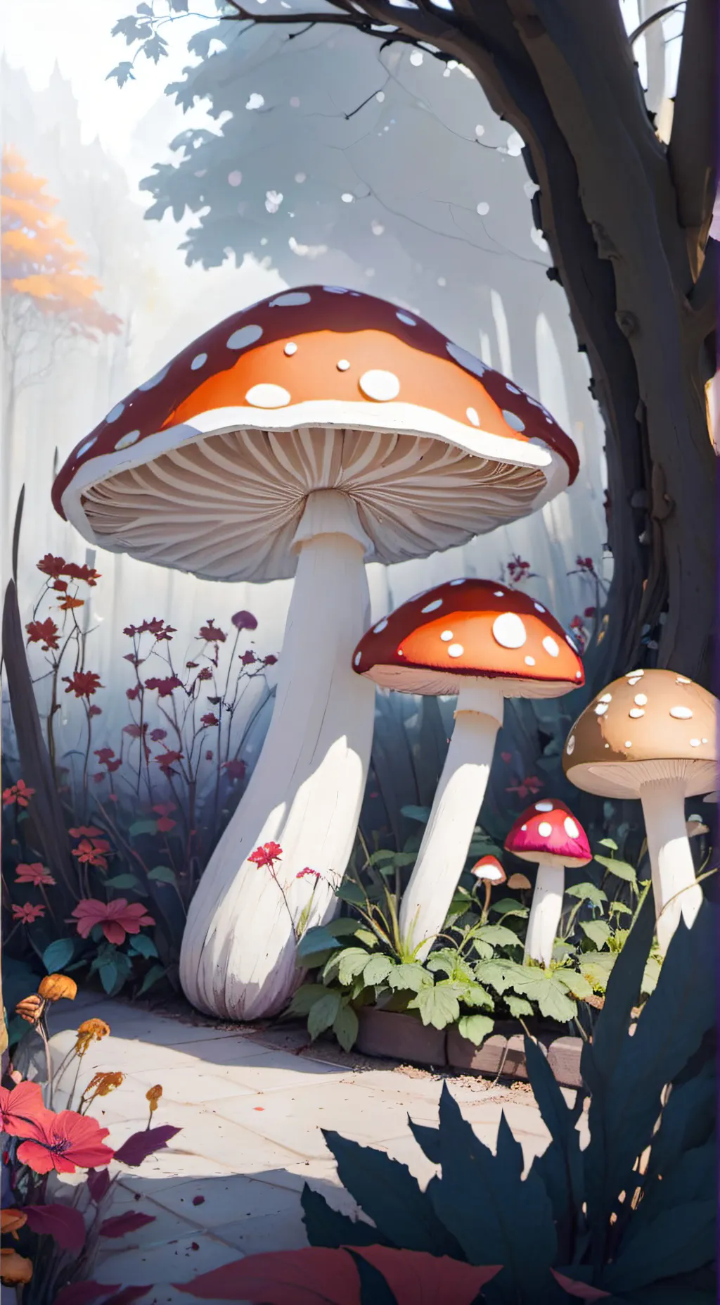 ai character: Mushroom background