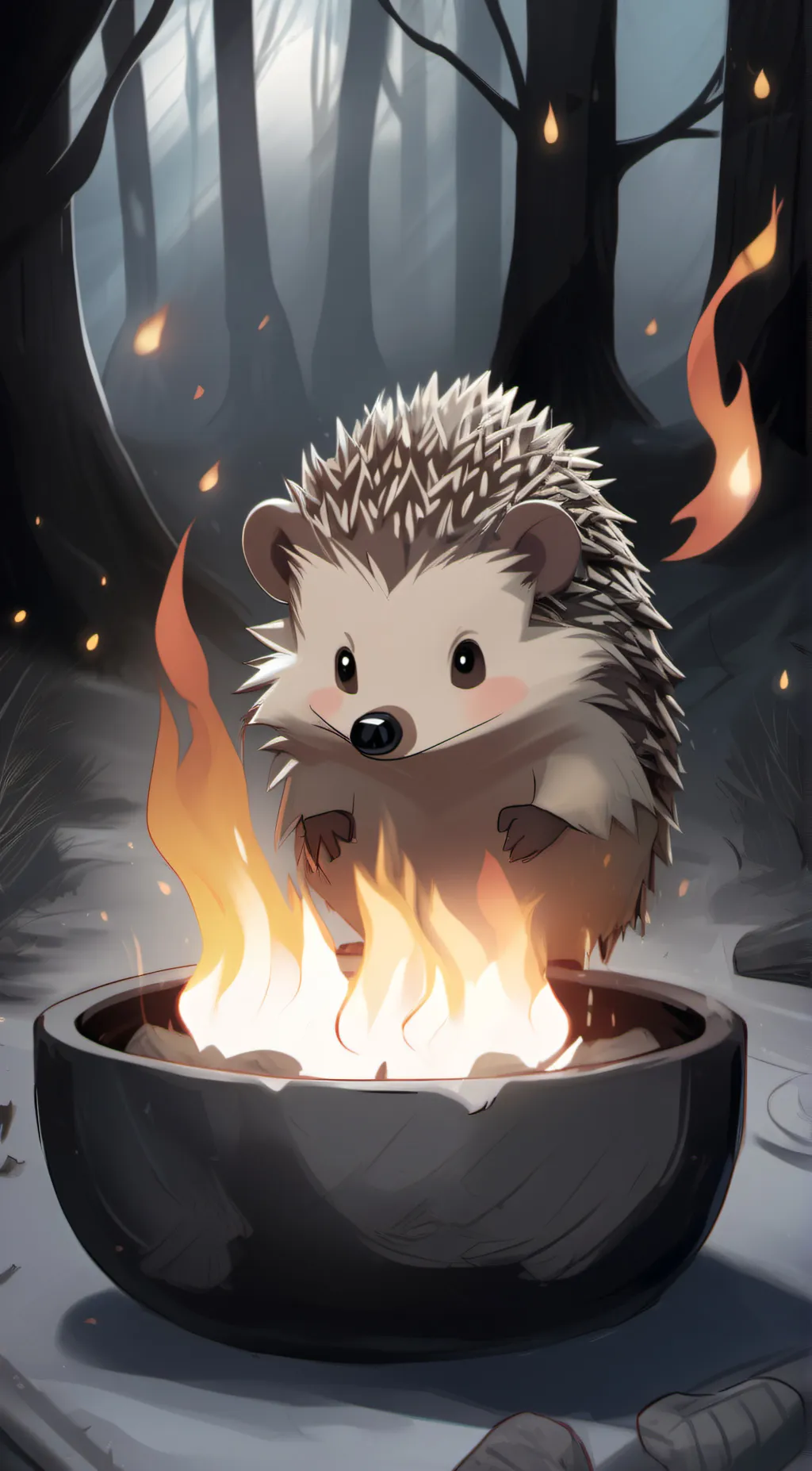 ai character: Fire Hedgehog  background