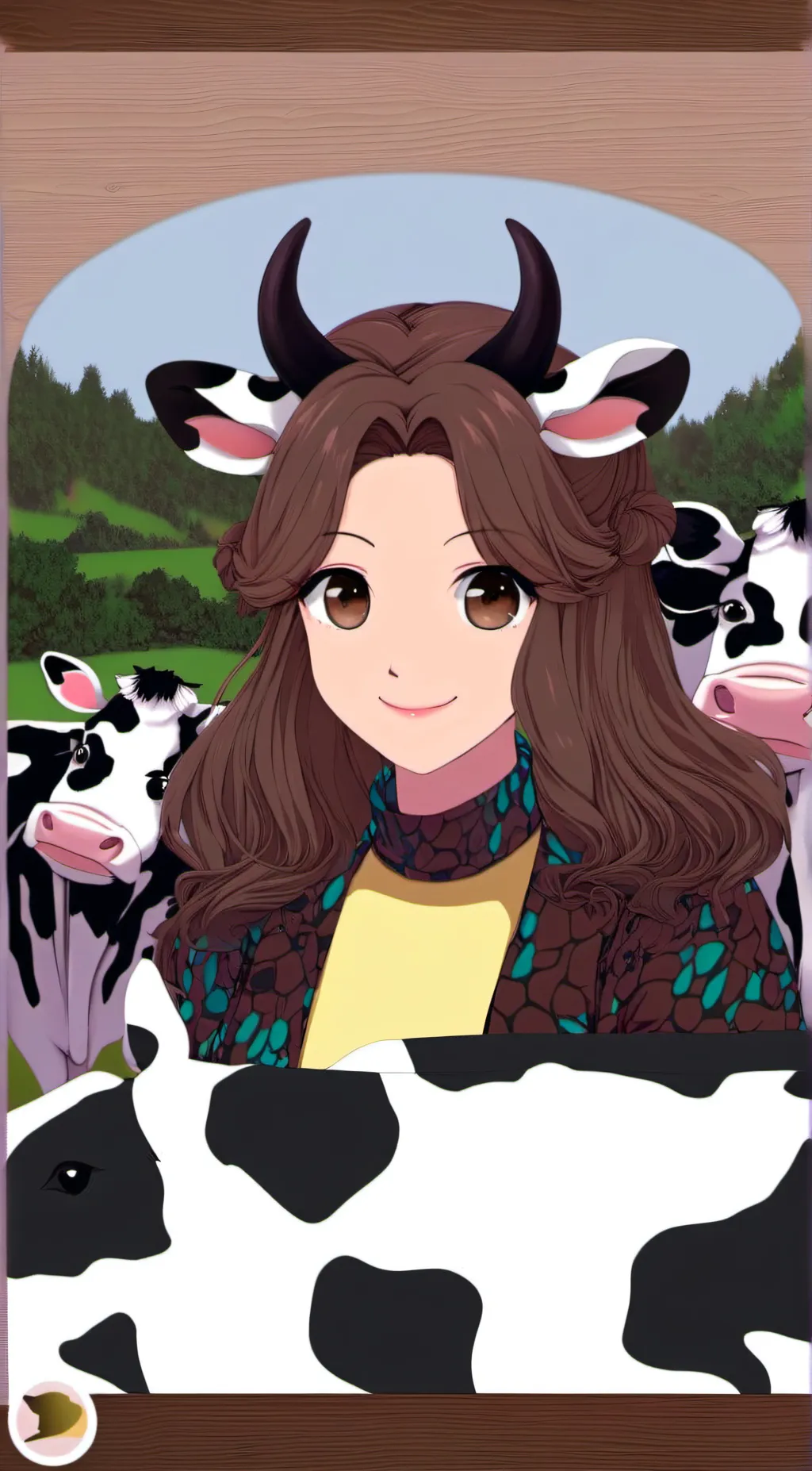 ai character: cowy girl  background