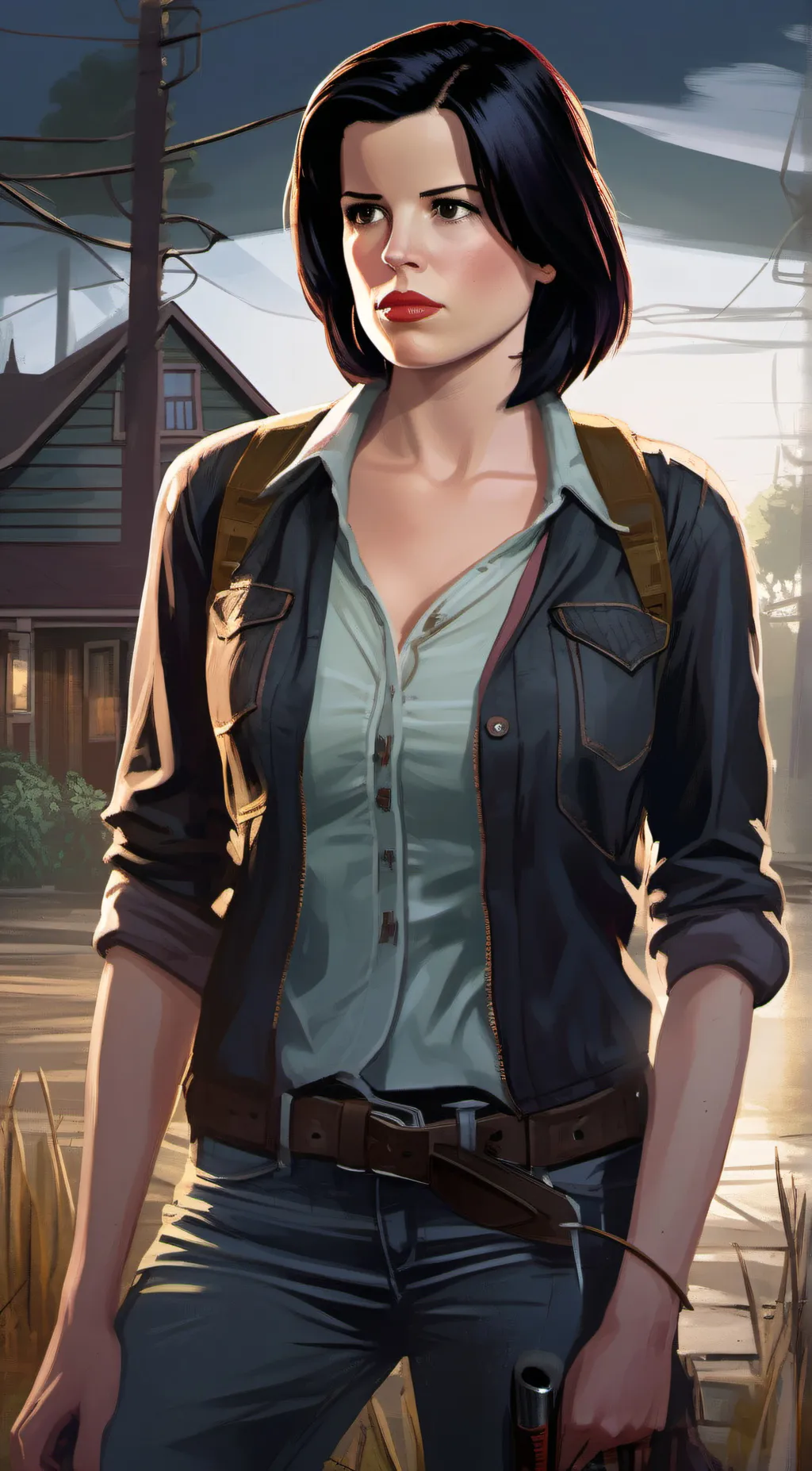 ai character: Sidney Prescott  background