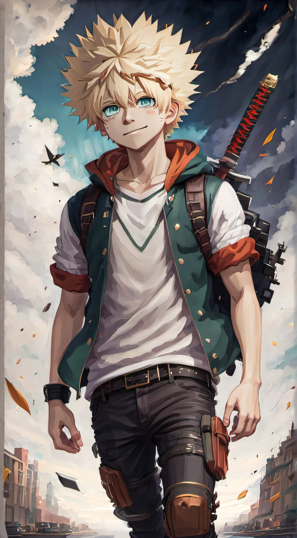 ai character: Bakugo+Deku mix background