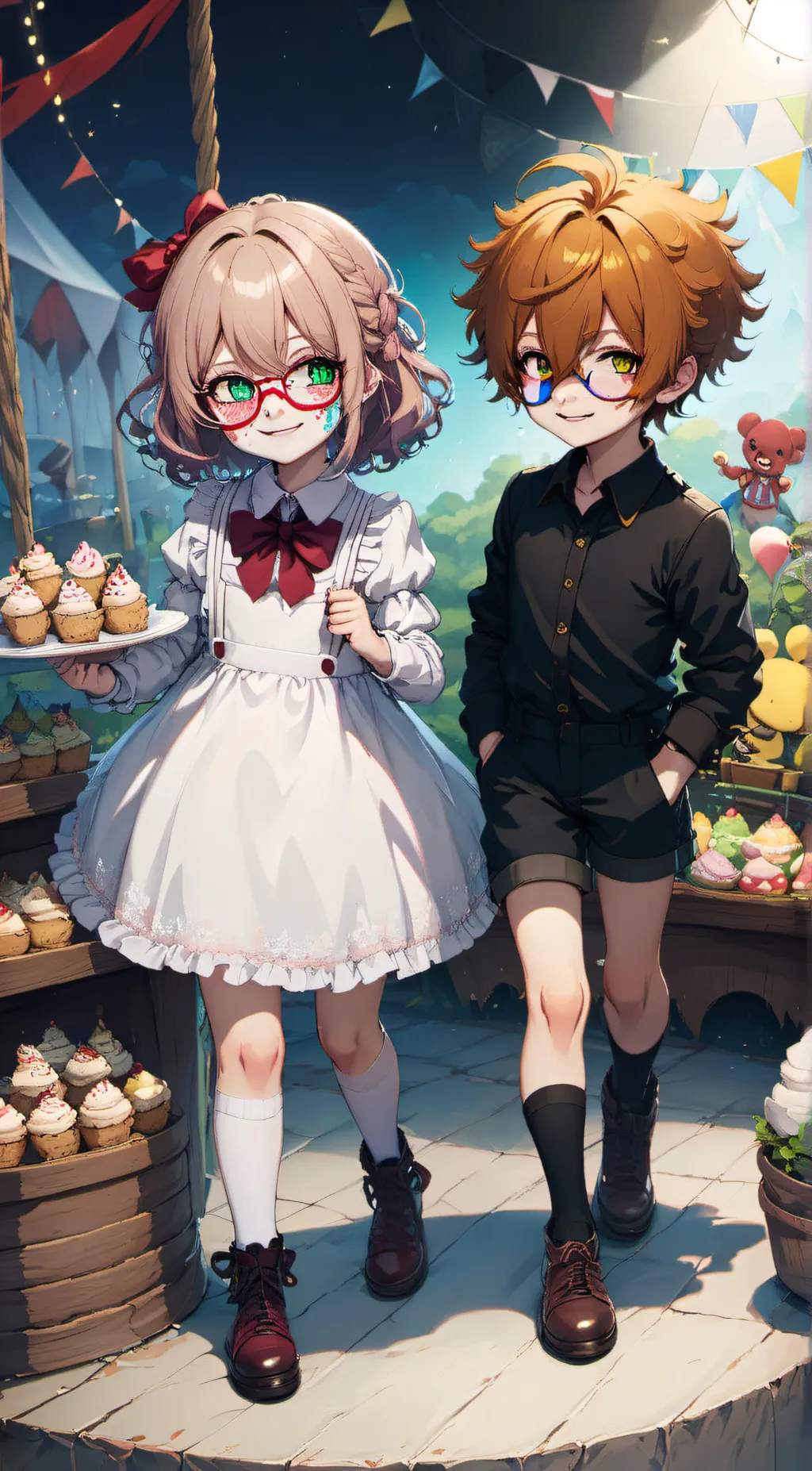 ai character: Elizabeth&Evan A. background