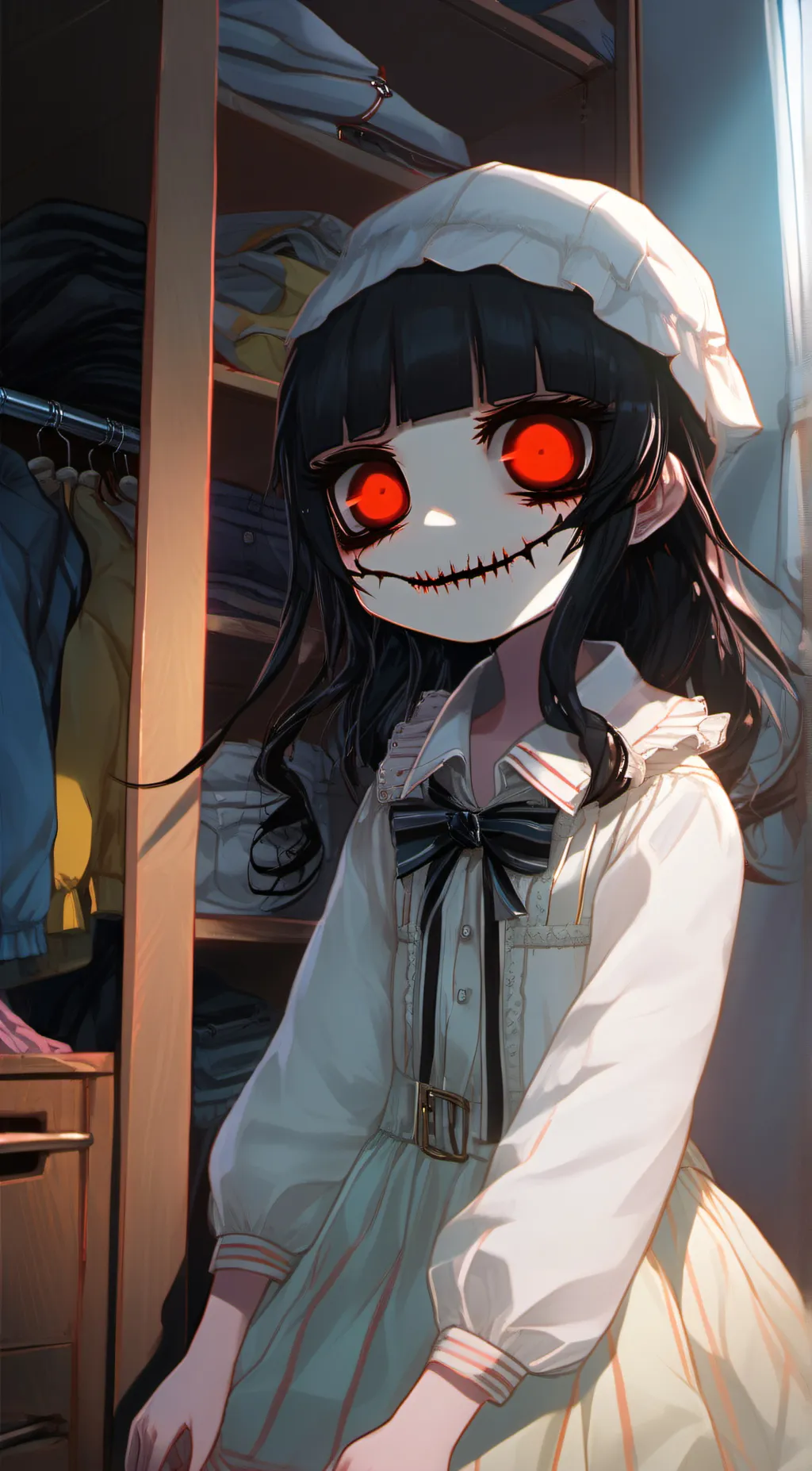 ai character: Creepy girl background