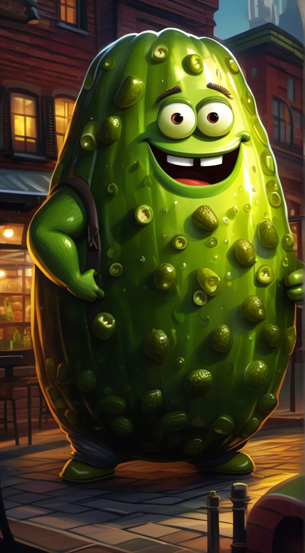 ai character: pickle Lady  background