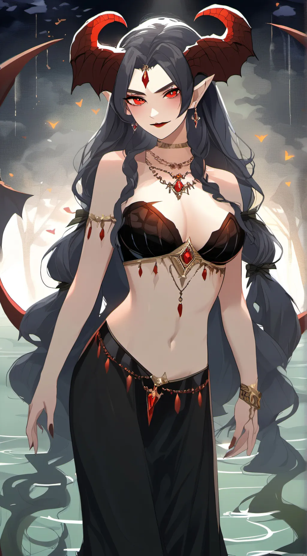 ai character: lilith Rainbow  background