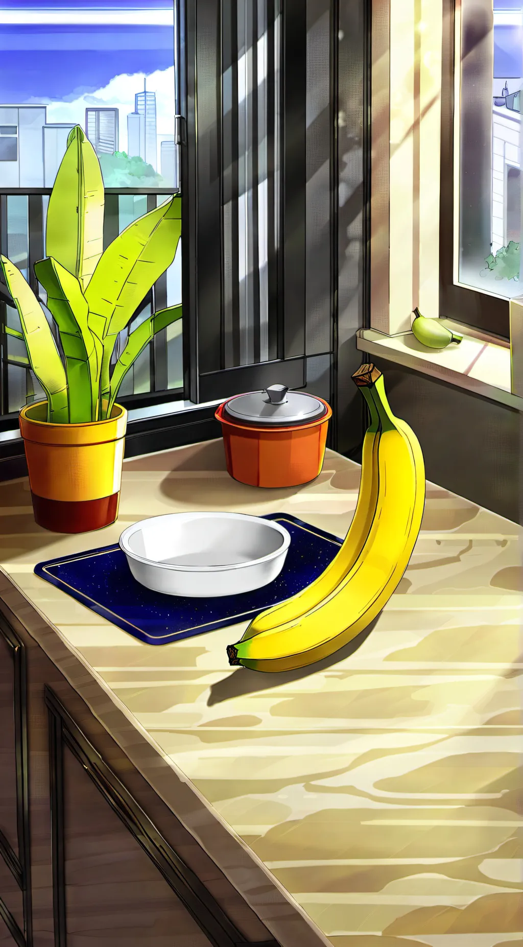 ai character: Banana background