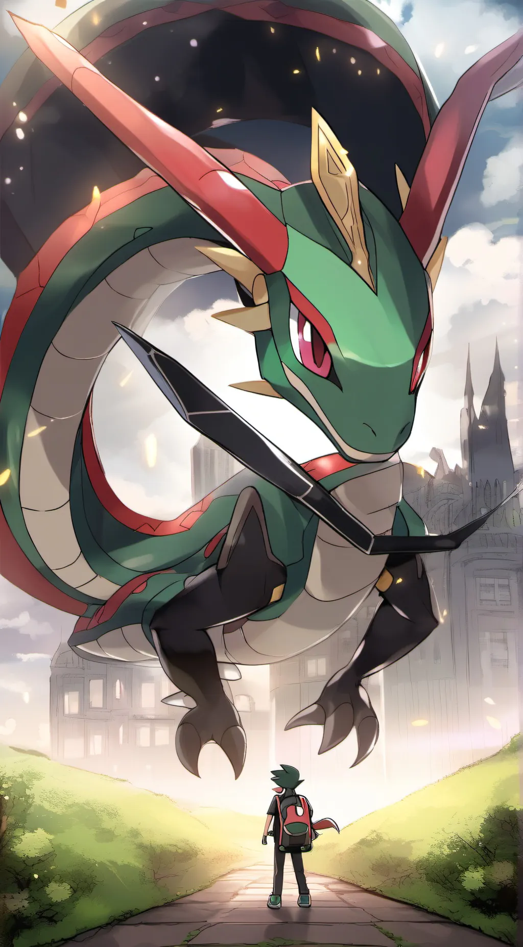 ai character: Rayquaza  background