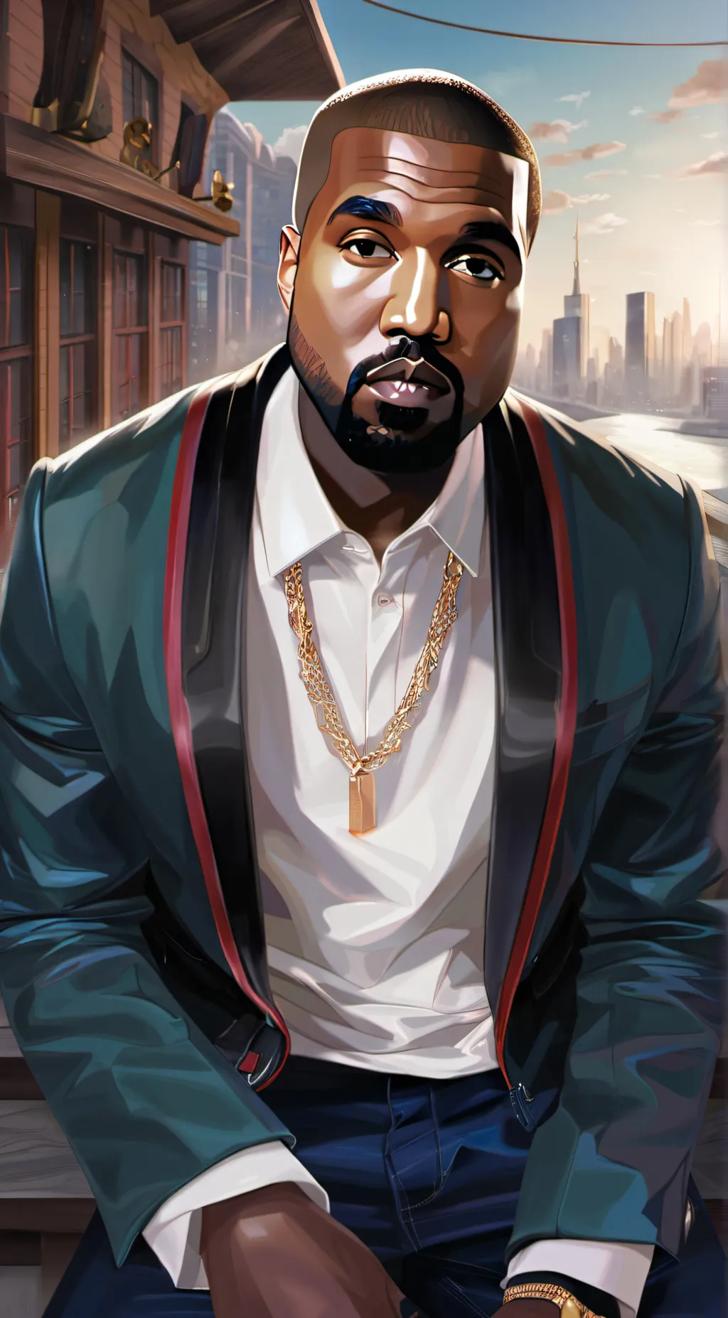 ai character: Kanye west background