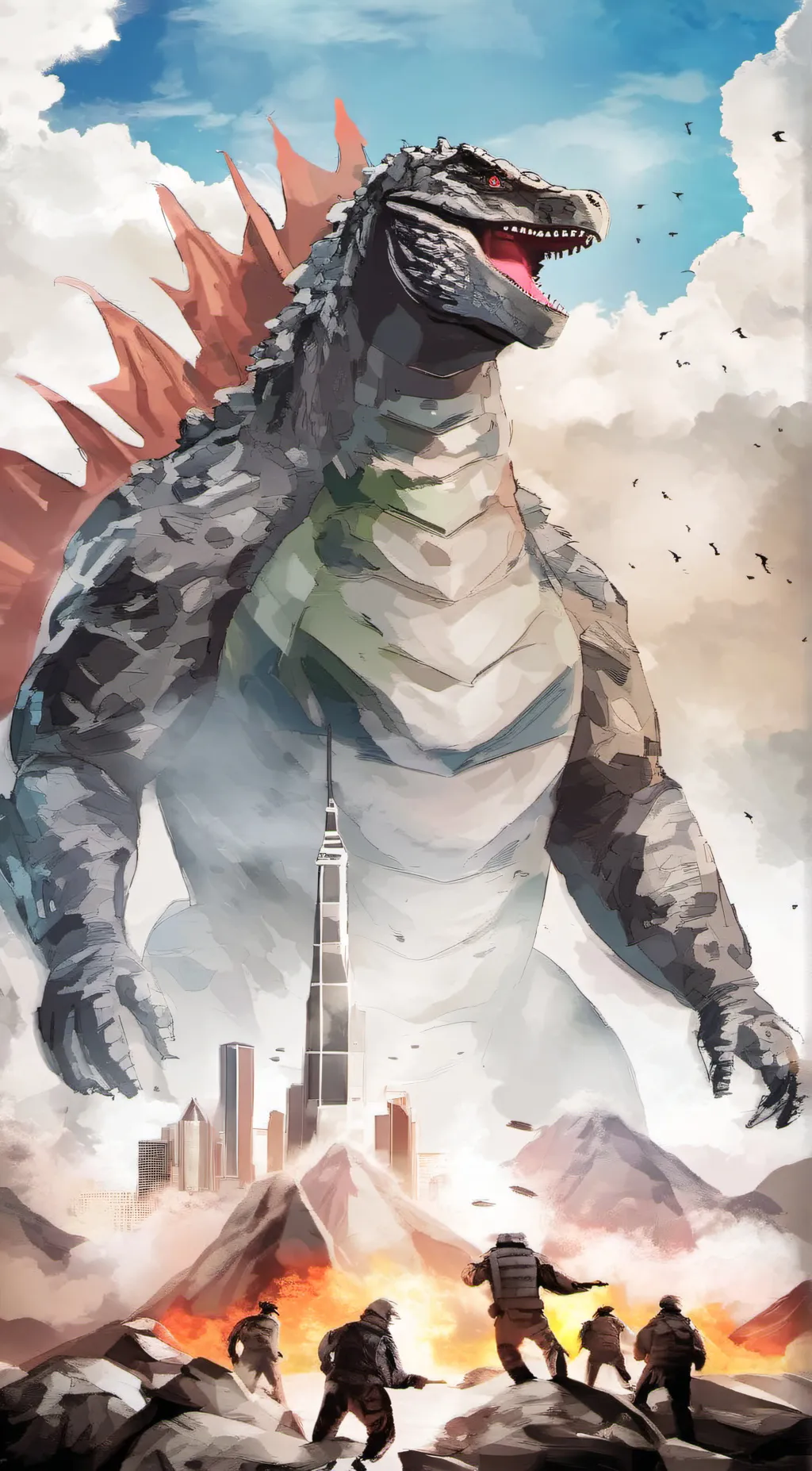 ai character: Godzilla 2024 background