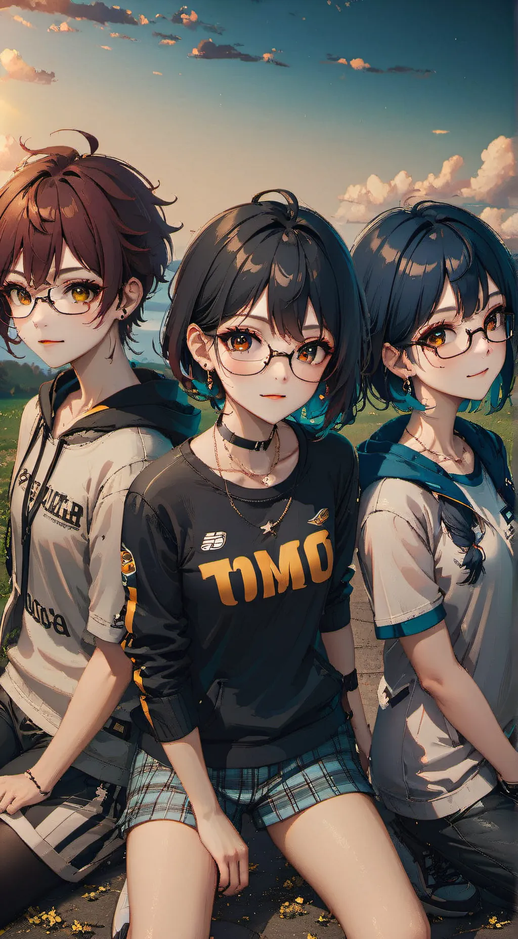 ai character: High school group background