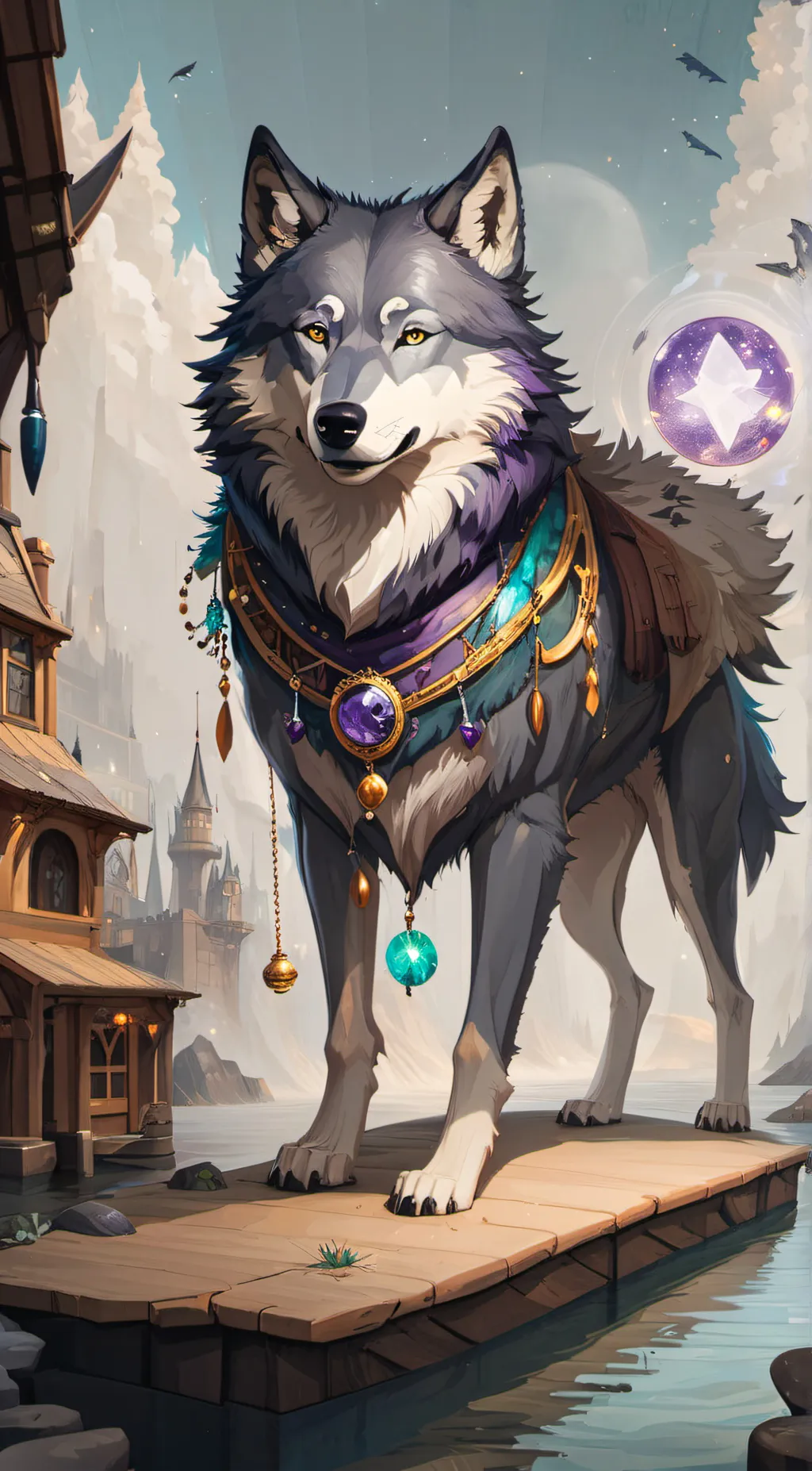 ai character: hypnotizing wolf background