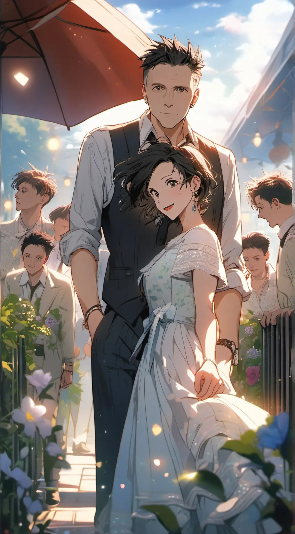 ai character: Deacon blue&a girl background