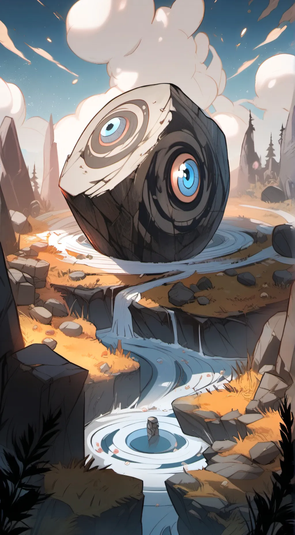 ai character: Swirling Boulder background