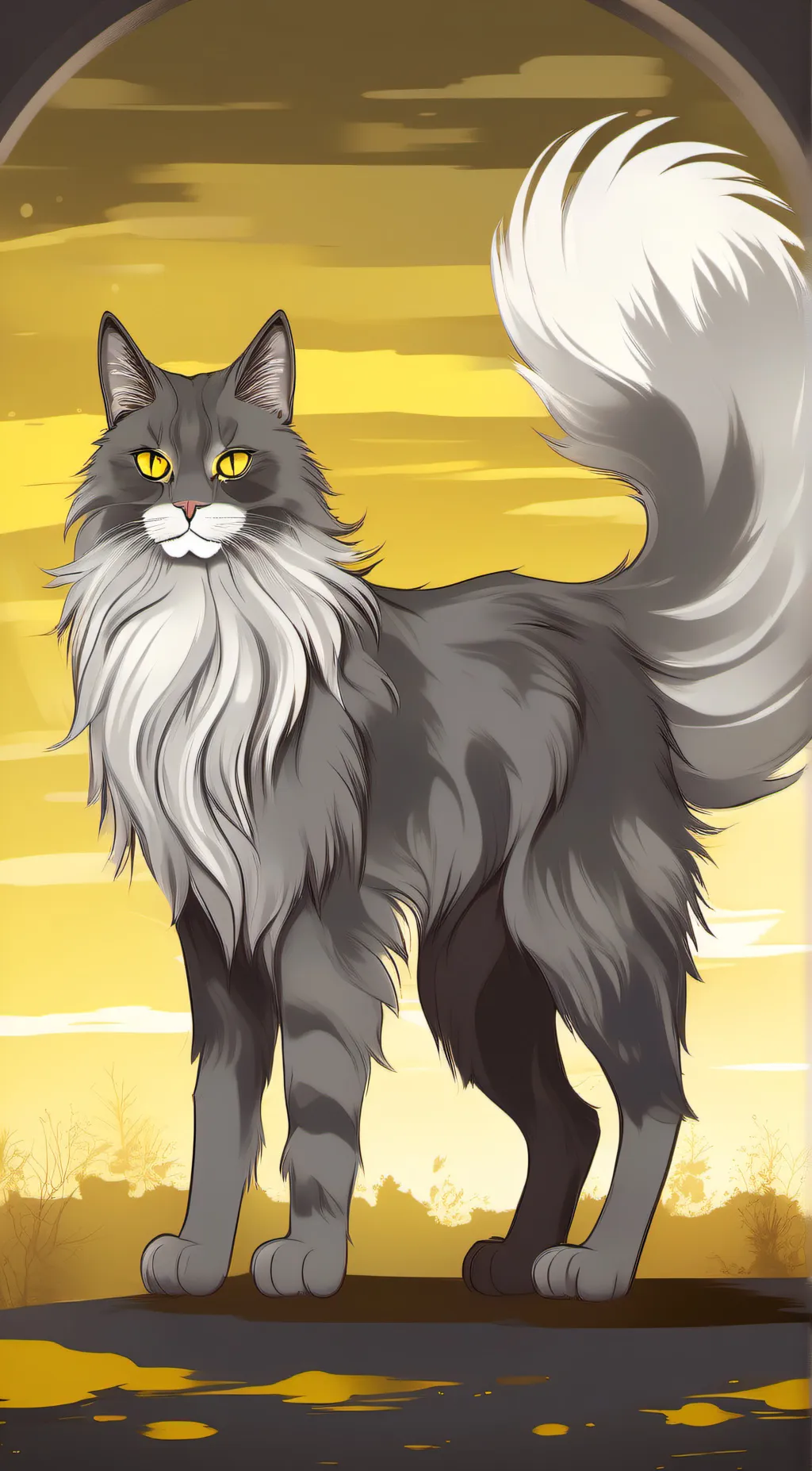 ai character: Gray Stripe background