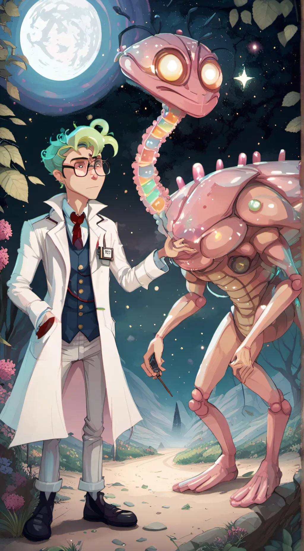 ai character: Dr. Glum & gummy background