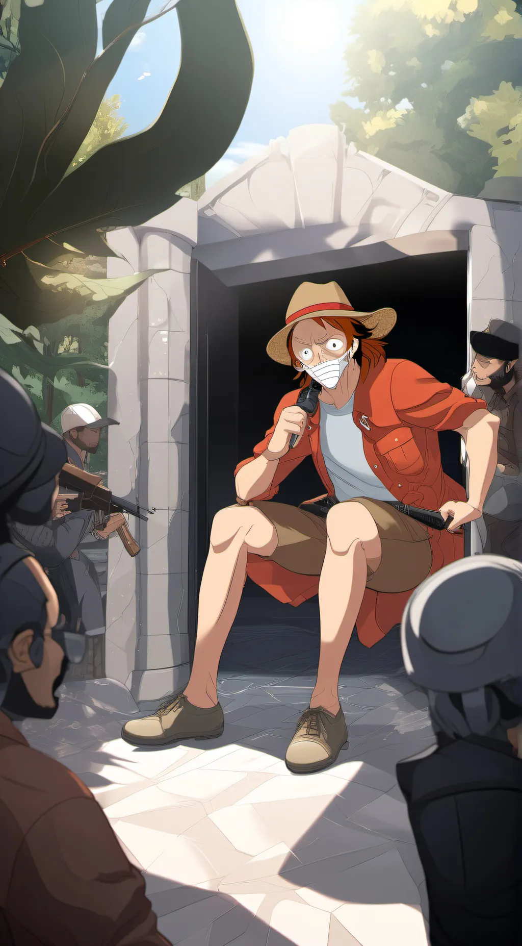 ai character: straw hats background