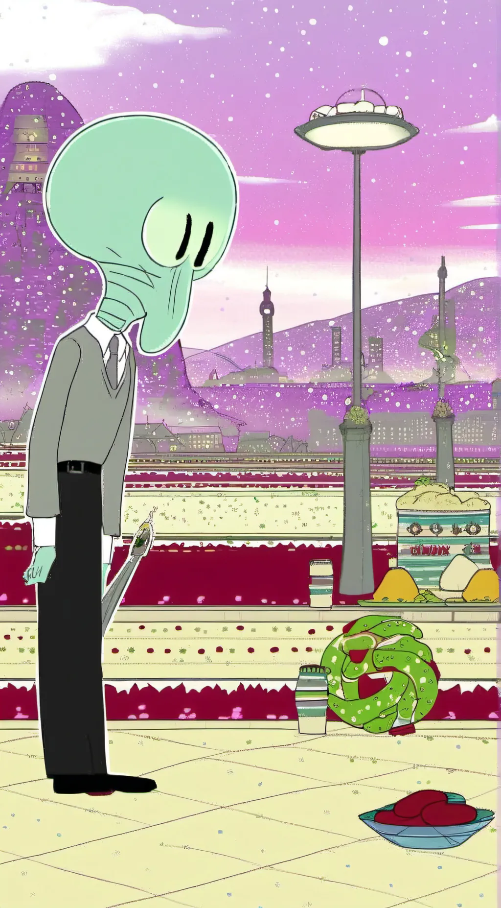 ai character: Squidward  background