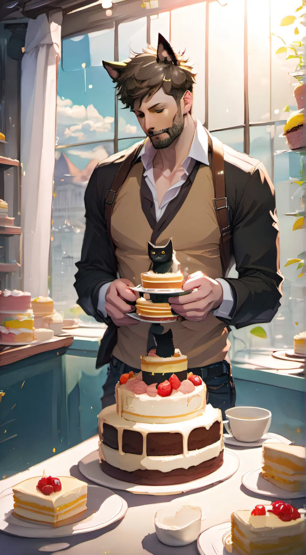 ai character: cake eater background