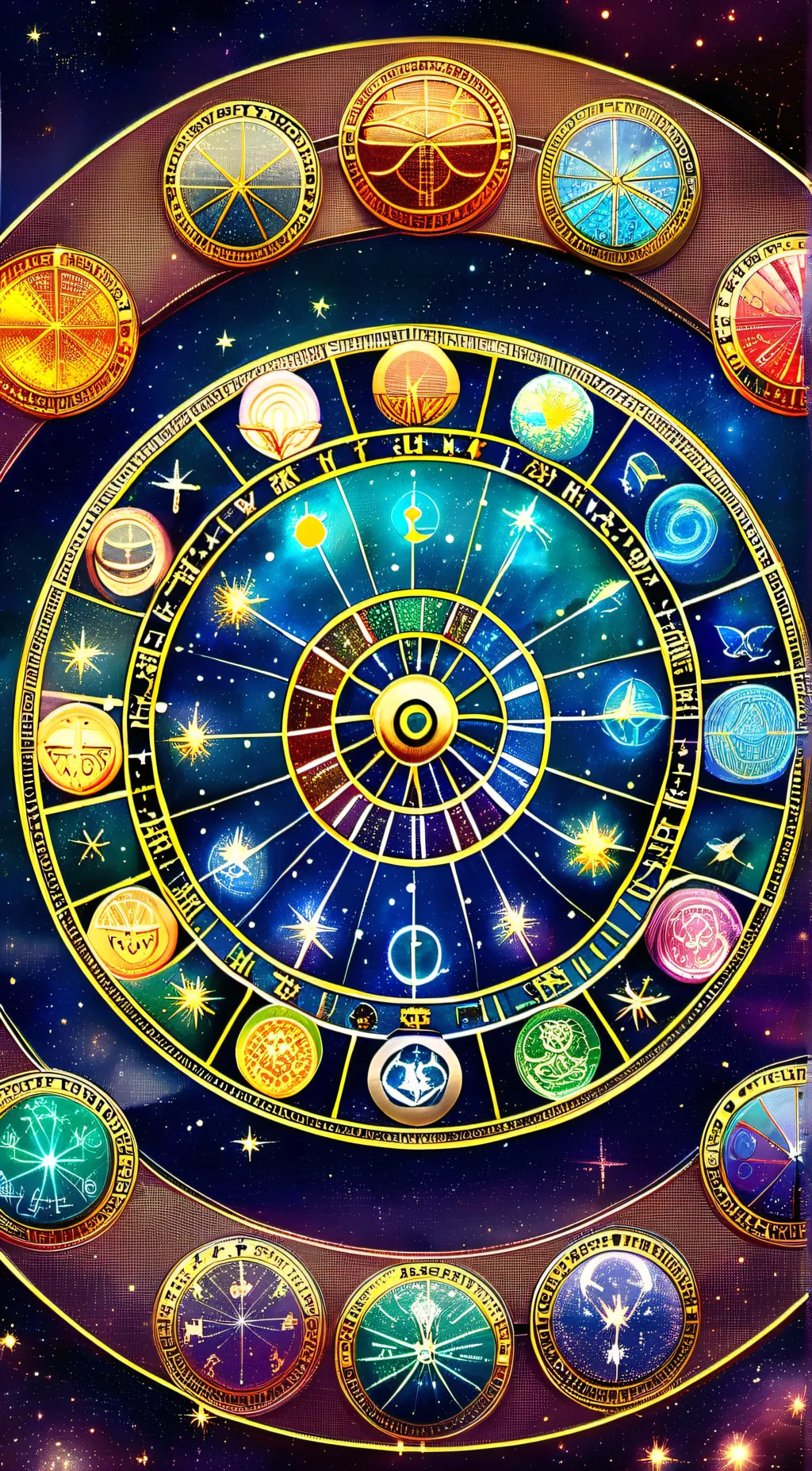 ai character: Zodiac wheel background