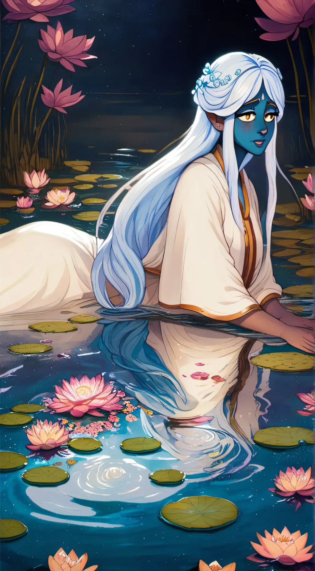 ai character: Blue diamond background