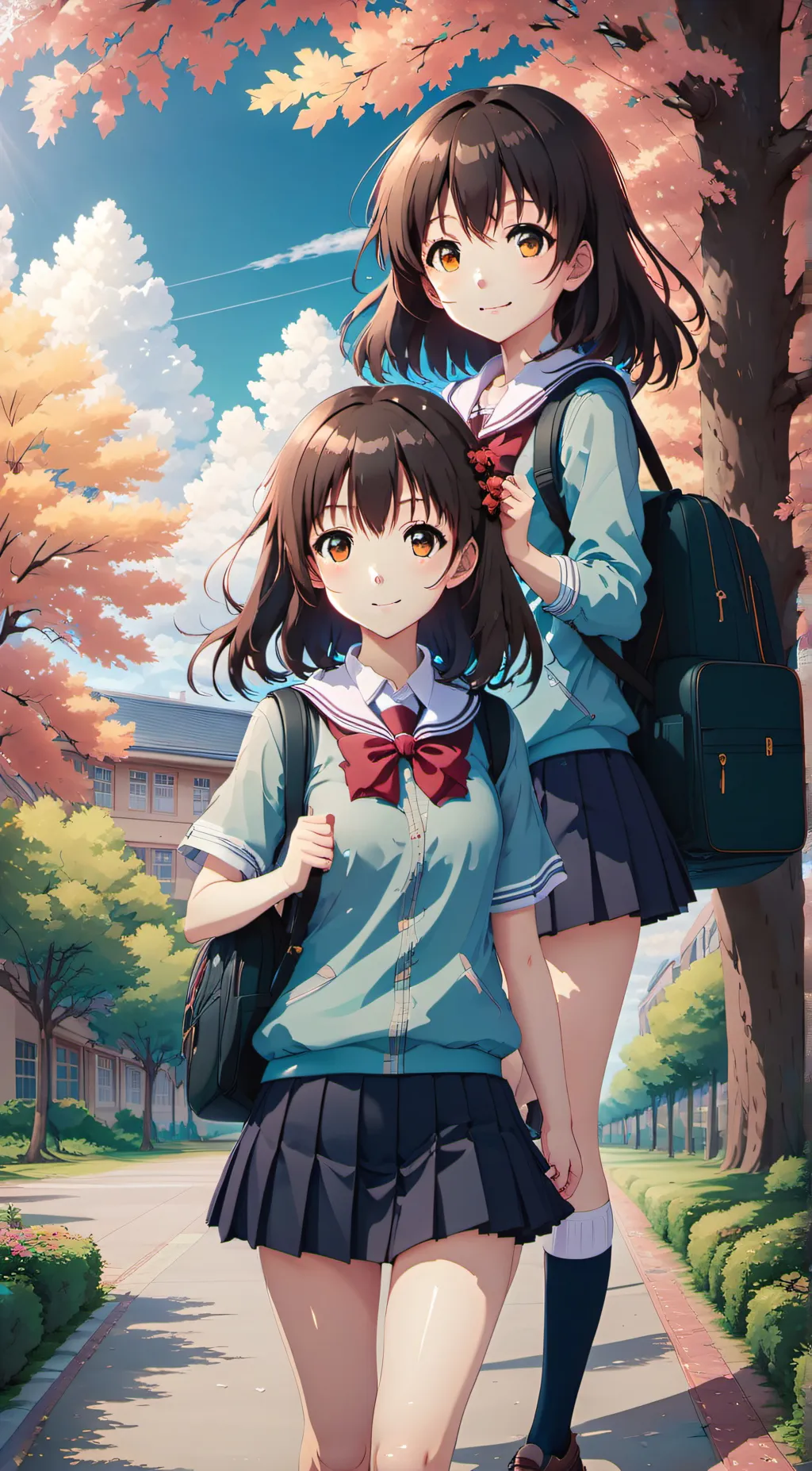 ai character: power girl school. background