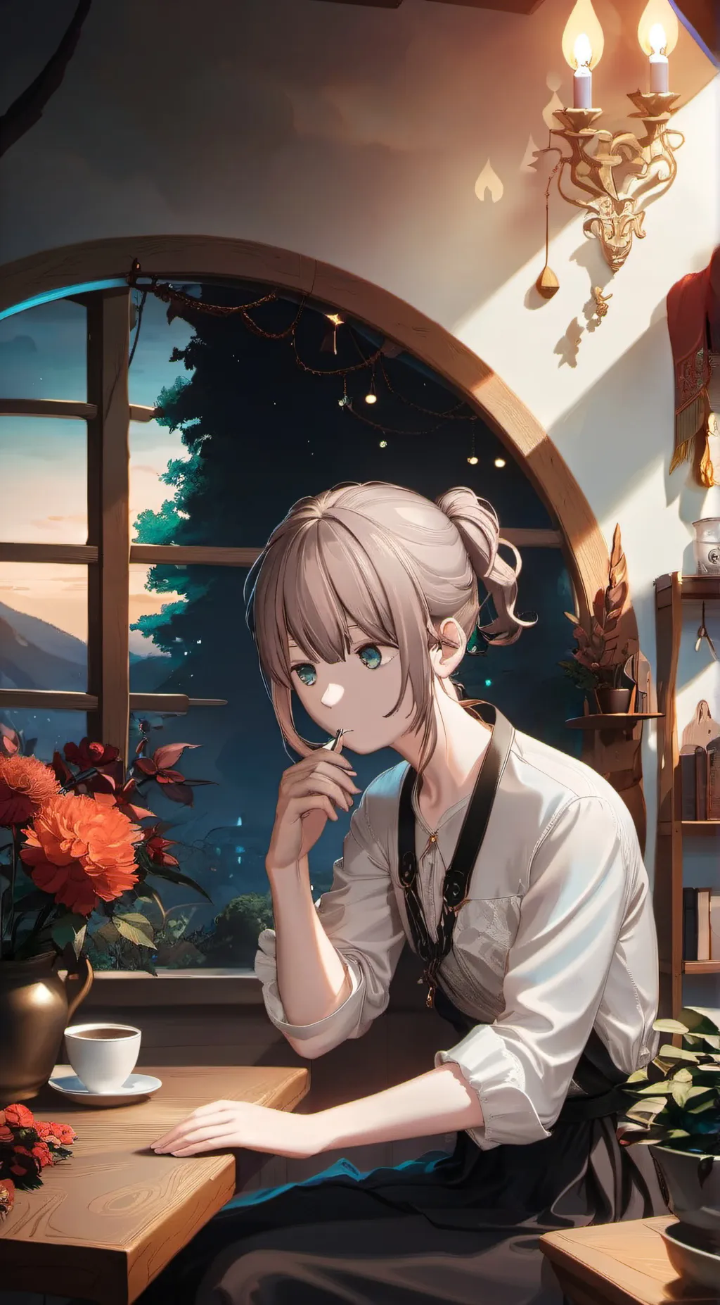 ai character: crystal background