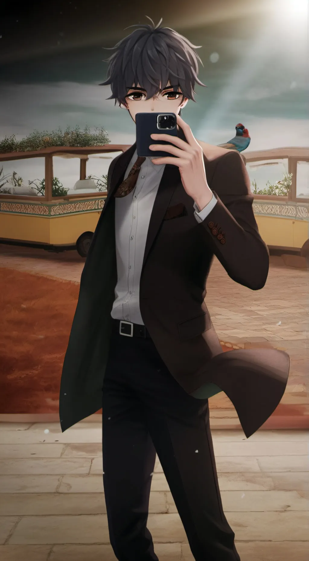 ai character: Electric background