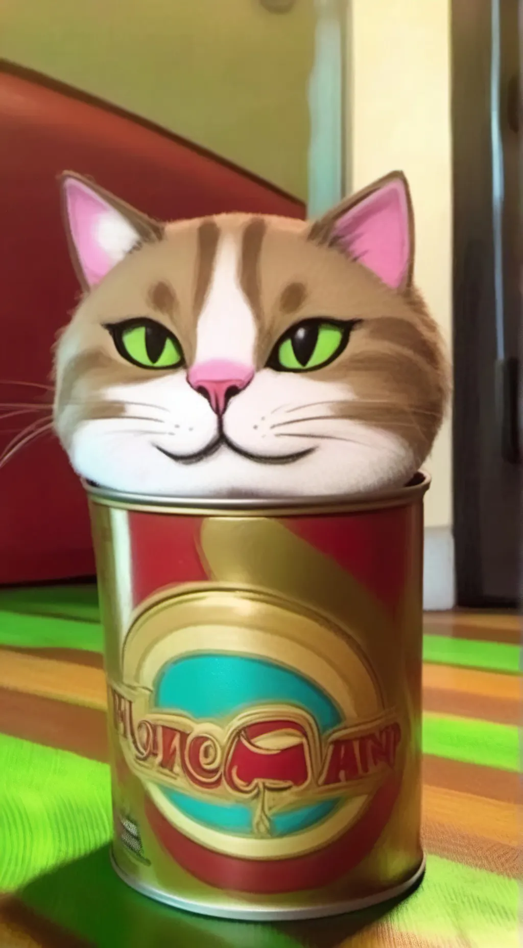 ai character: cat in the can background