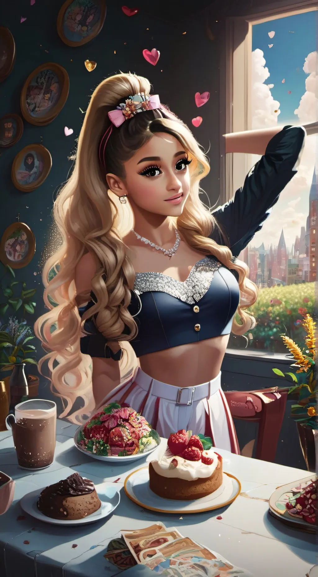 ai character: Ariana Grande background