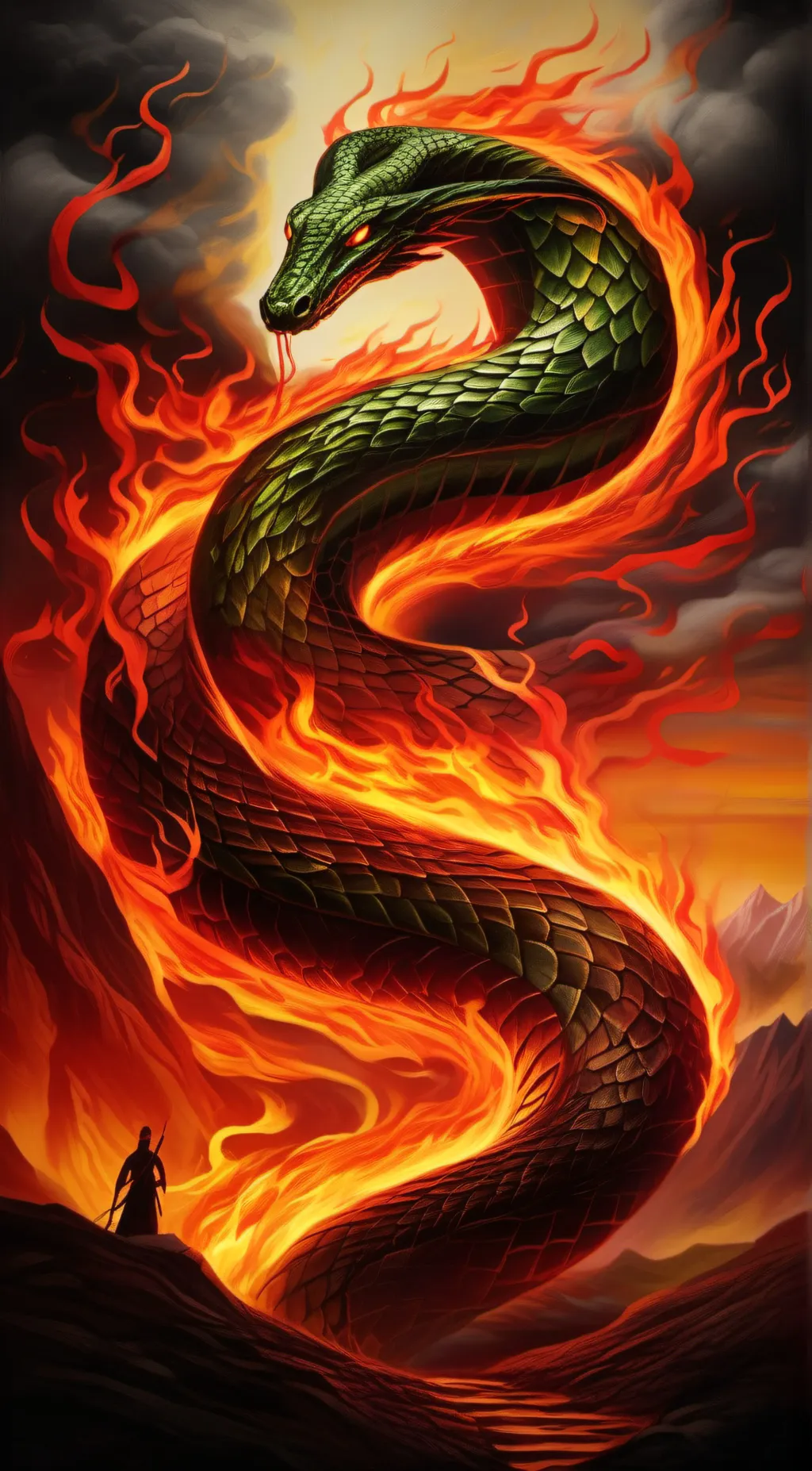 ai character: Fire serpent background