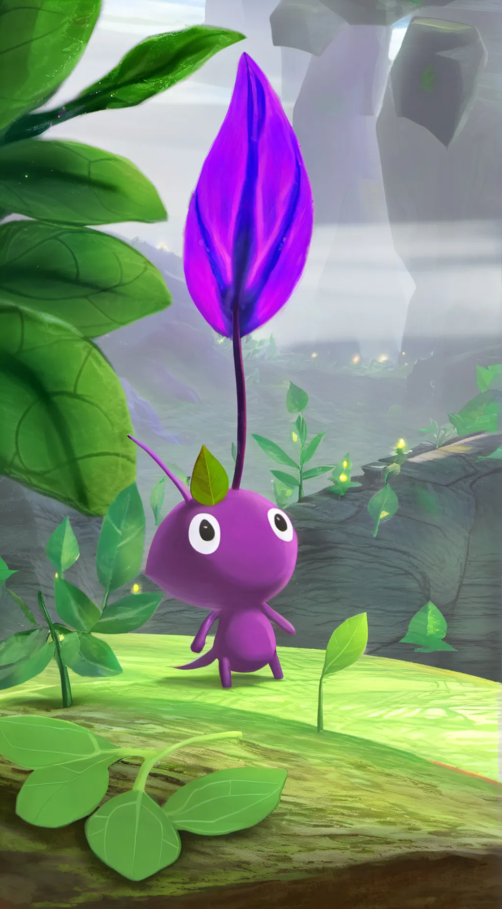 ai character: purple pikmin background