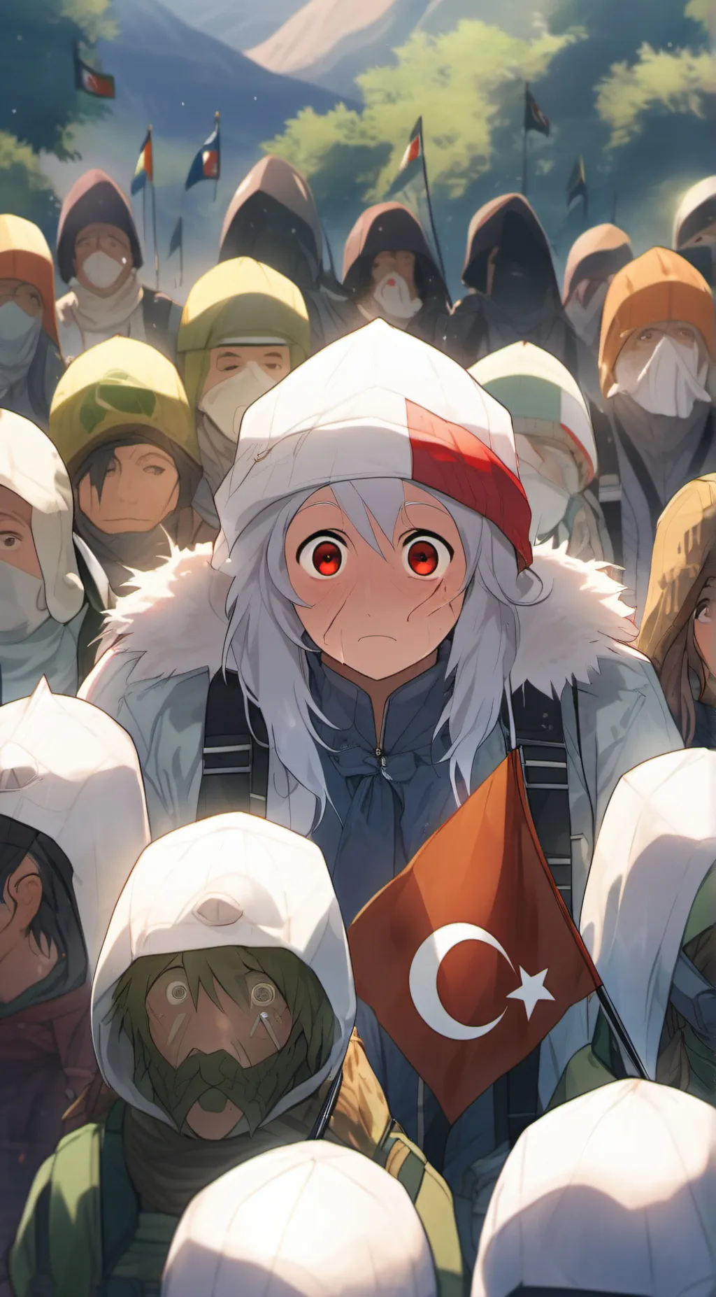 ai character:  world flag background