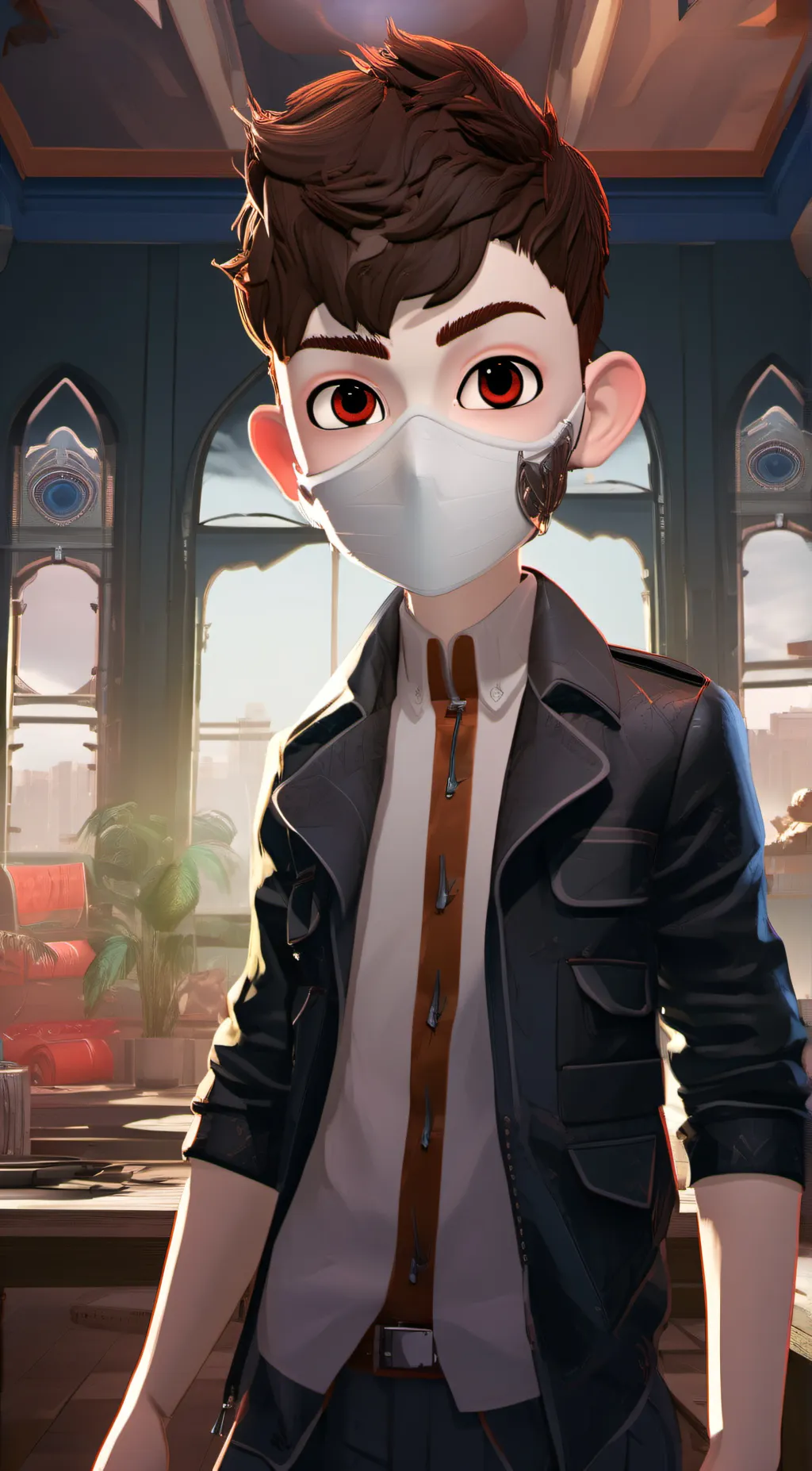 ai character: Red moon background