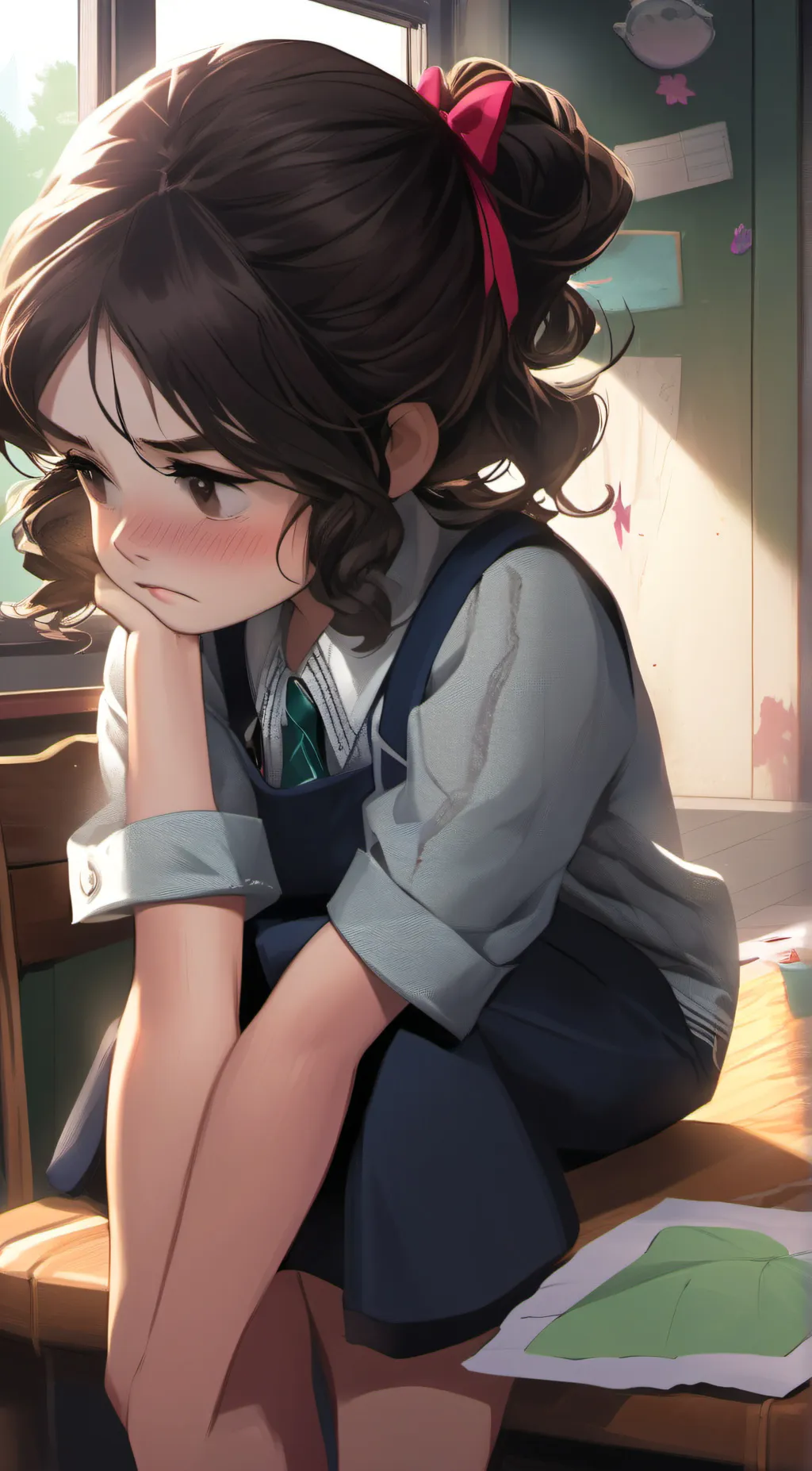 ai character: a mom and a kid background