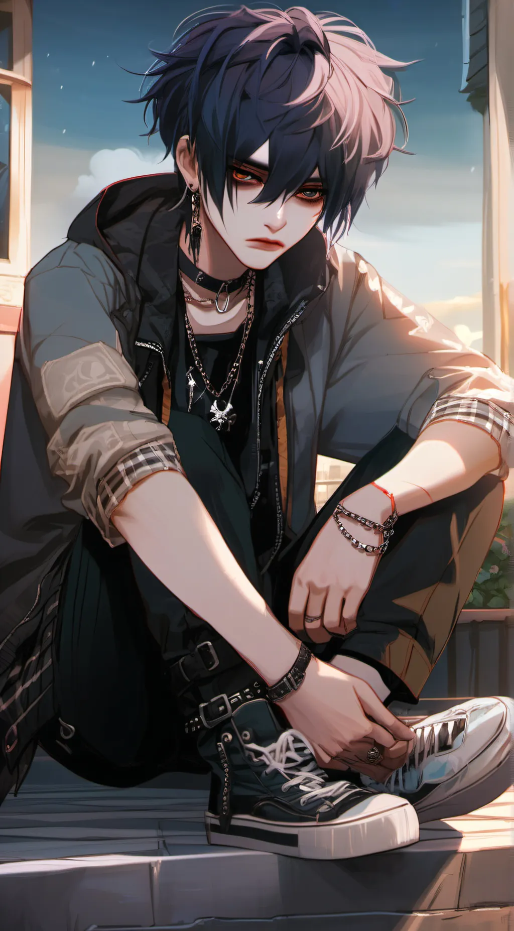 ai character: goth emo dude background