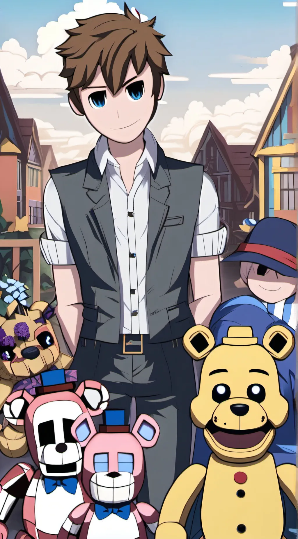 ai character: Evan Afton  background