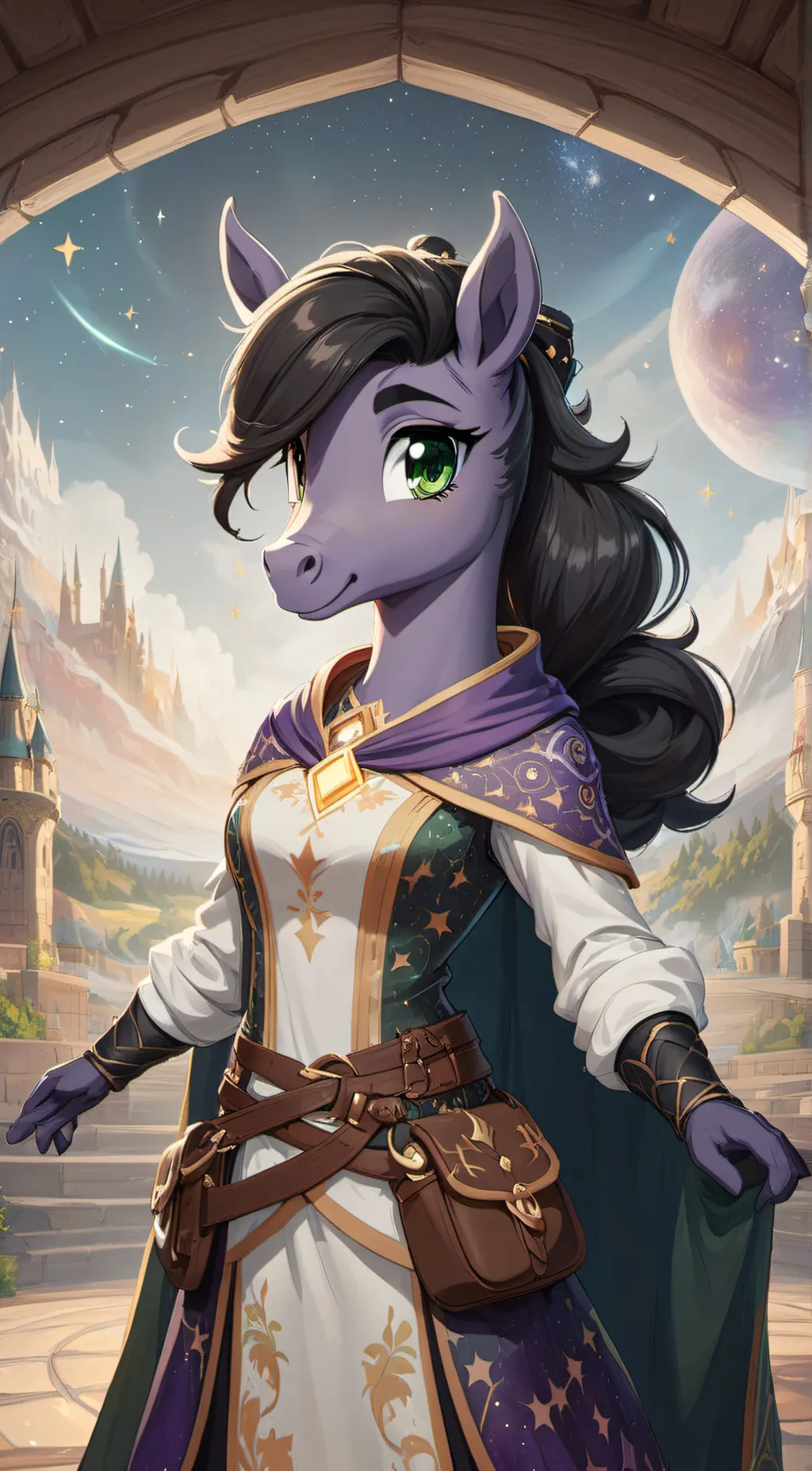 ai character: Violet Sparkles background