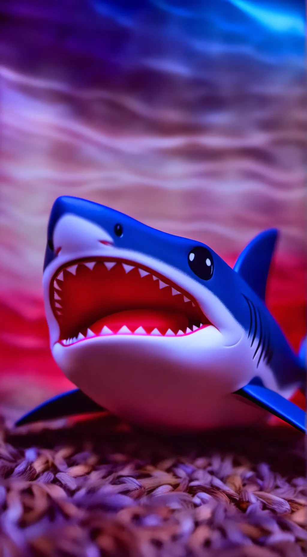 ai character: SHARK PUPPET background