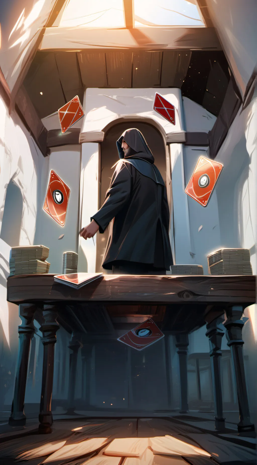 ai character: Magic cards background