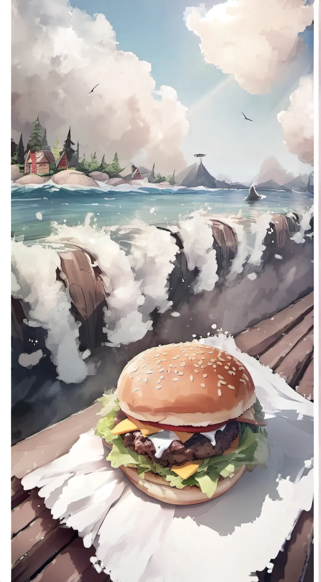 ai character: chilling burger background