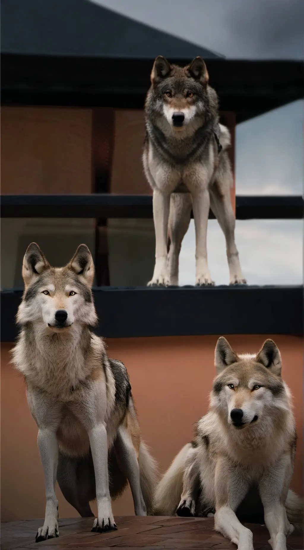 ai character: wolves at park background