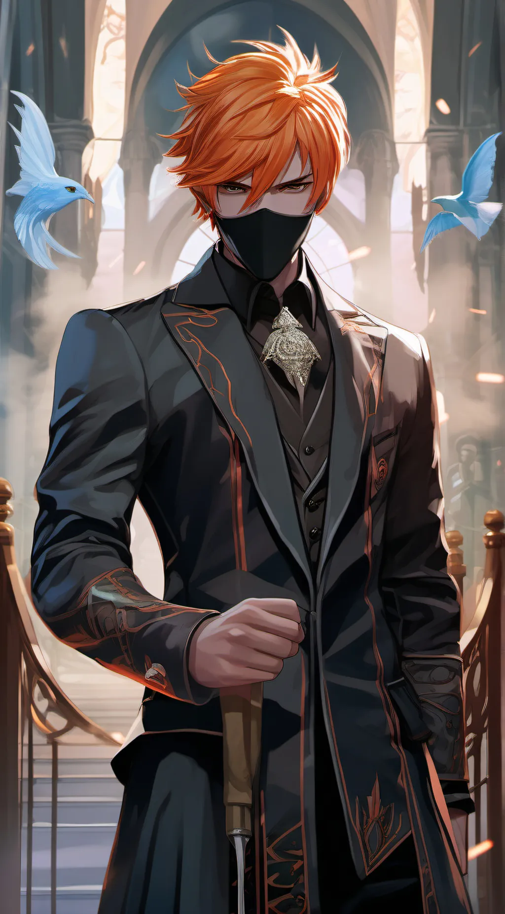 ai character: fire background