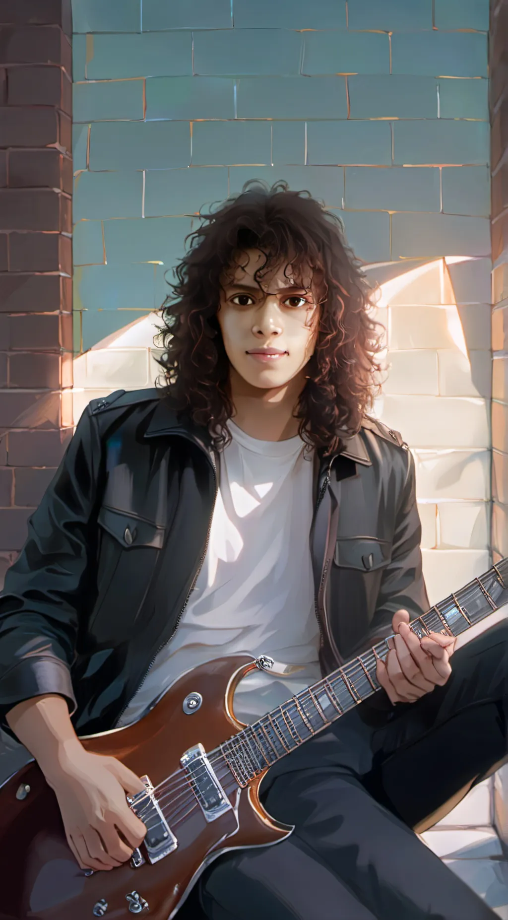 ai character: Kirk Hammett  background